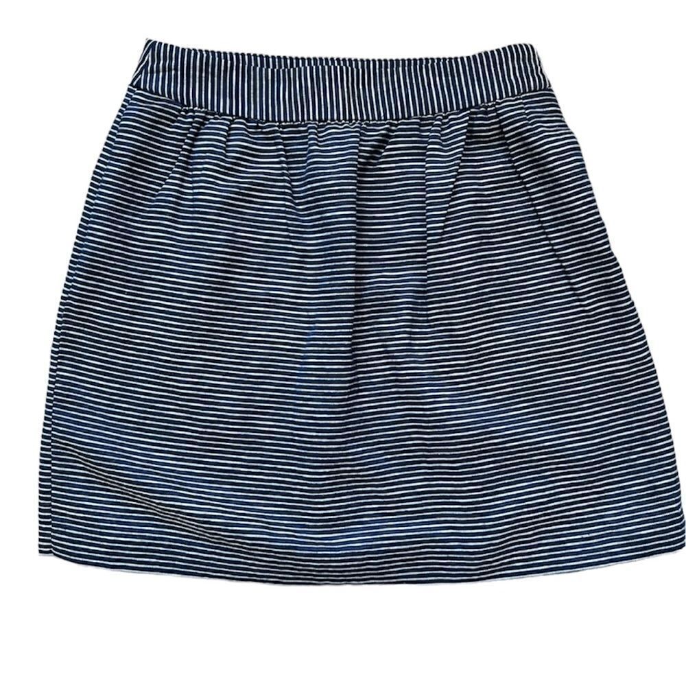Banana Republic Navy and White Pinstripe Pleated Skirt Size 0 Blue Stripes